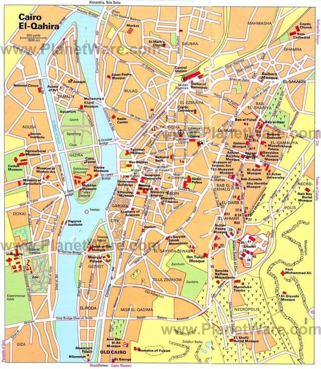 Mapa del centro de El Cairo