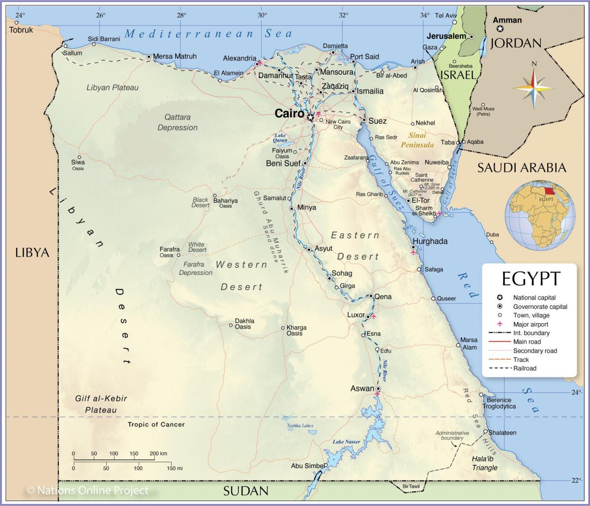 El Cairo en el mapa de Egipto