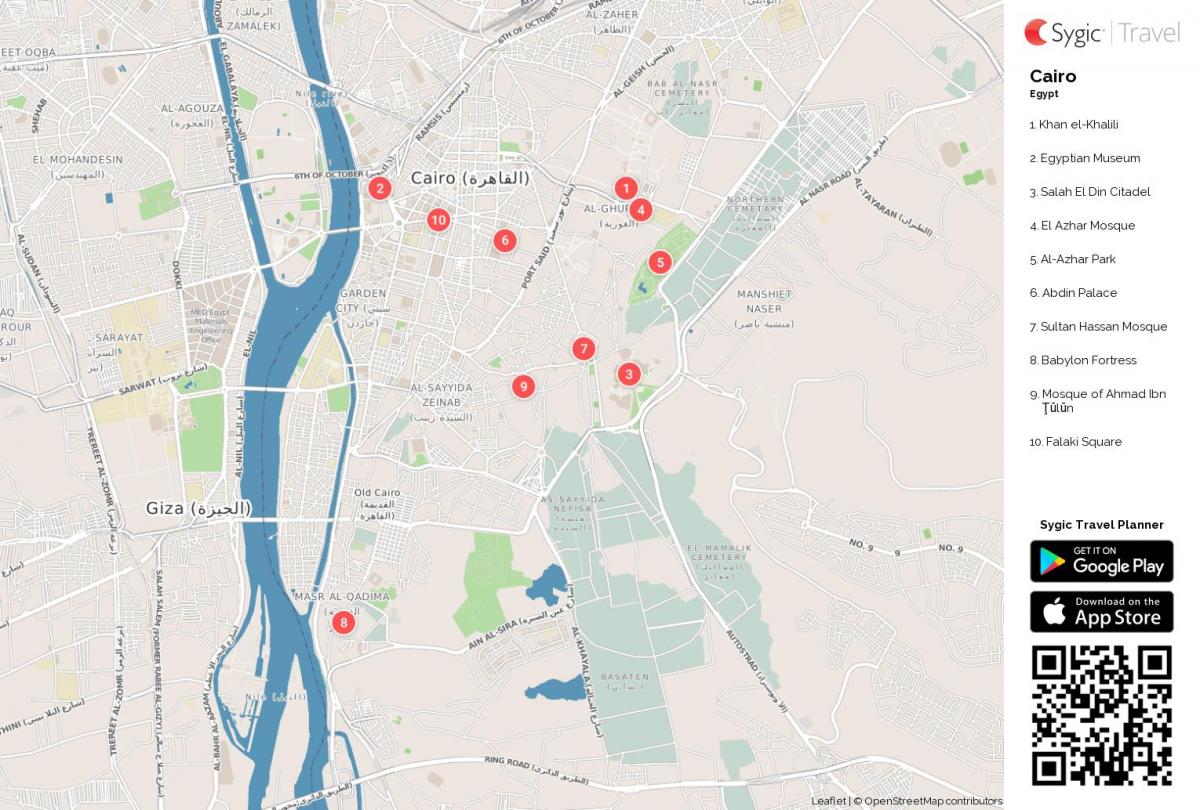 Mapa de lugares de interés de El Cairo