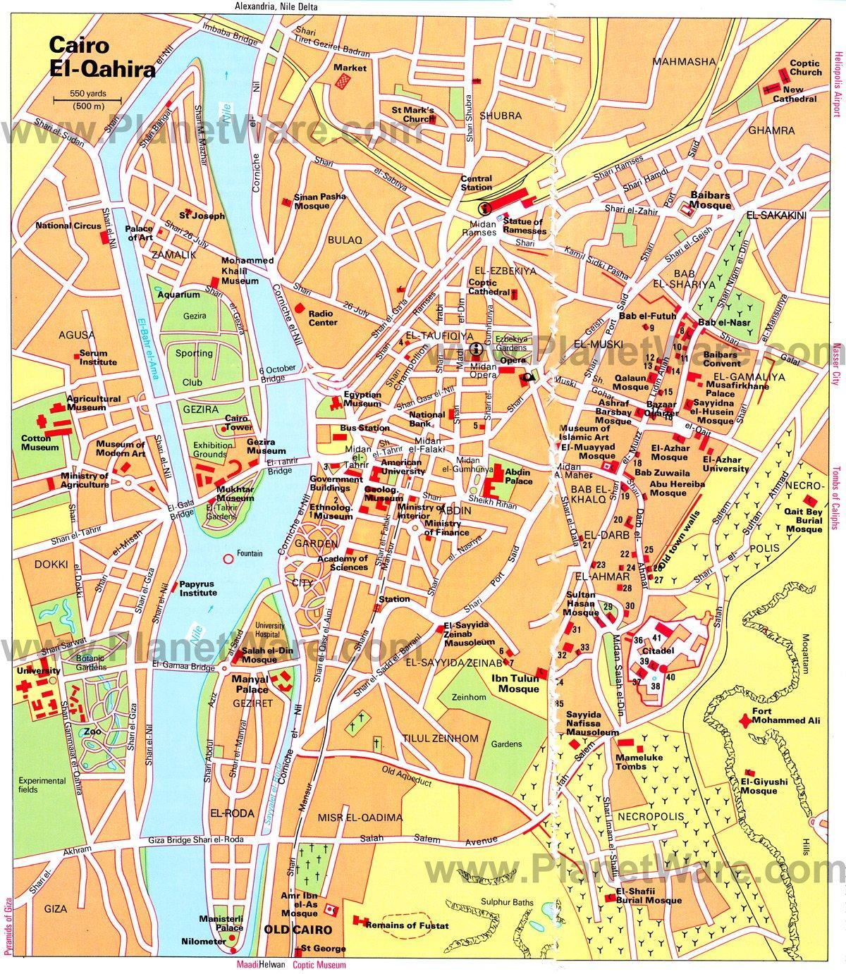 Mapa del centro de El Cairo