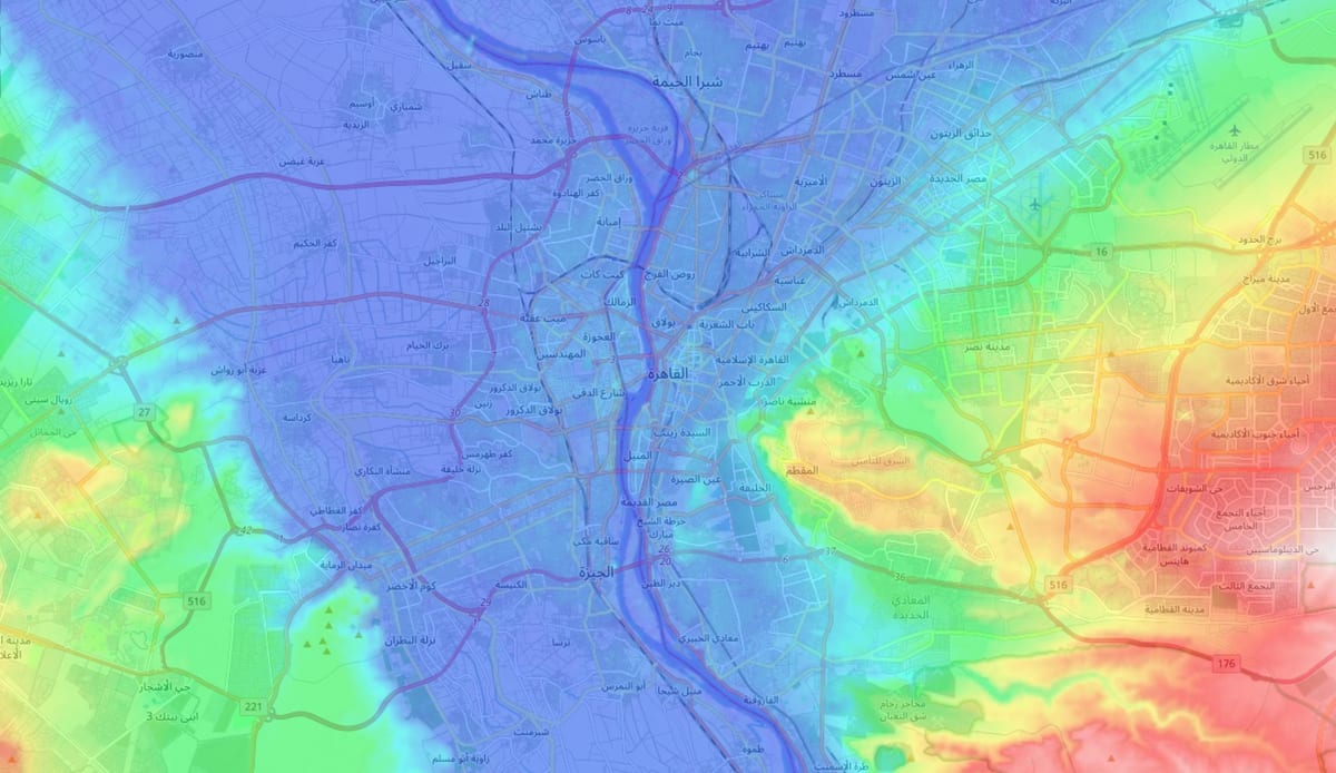 Mapa de elevación de El Cairo